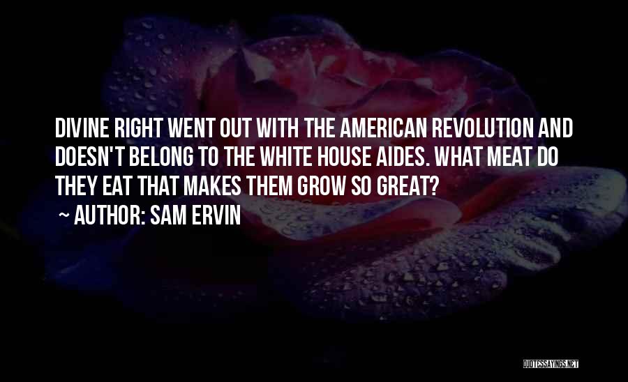 Sam Ervin Quotes: Divine Right Went Out With The American Revolution And Doesn't Belong To The White House Aides. What Meat Do They