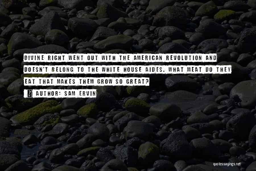 Sam Ervin Quotes: Divine Right Went Out With The American Revolution And Doesn't Belong To The White House Aides. What Meat Do They