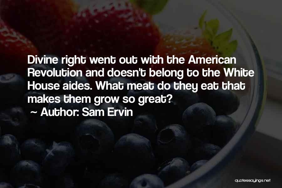 Sam Ervin Quotes: Divine Right Went Out With The American Revolution And Doesn't Belong To The White House Aides. What Meat Do They