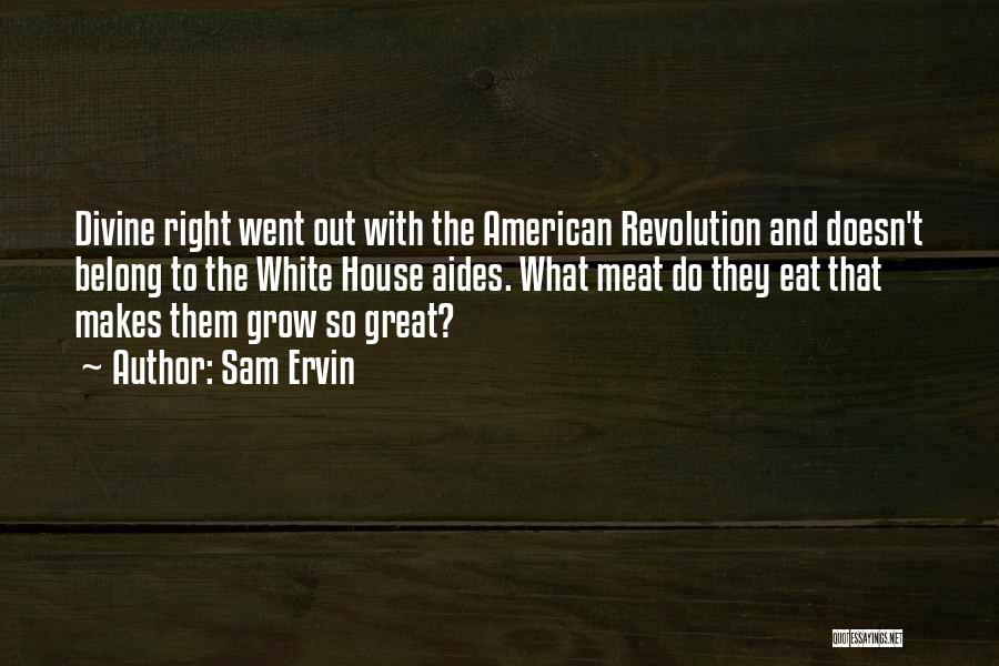 Sam Ervin Quotes: Divine Right Went Out With The American Revolution And Doesn't Belong To The White House Aides. What Meat Do They