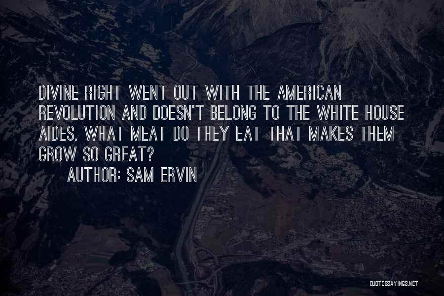 Sam Ervin Quotes: Divine Right Went Out With The American Revolution And Doesn't Belong To The White House Aides. What Meat Do They