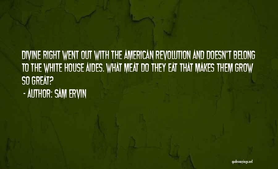 Sam Ervin Quotes: Divine Right Went Out With The American Revolution And Doesn't Belong To The White House Aides. What Meat Do They