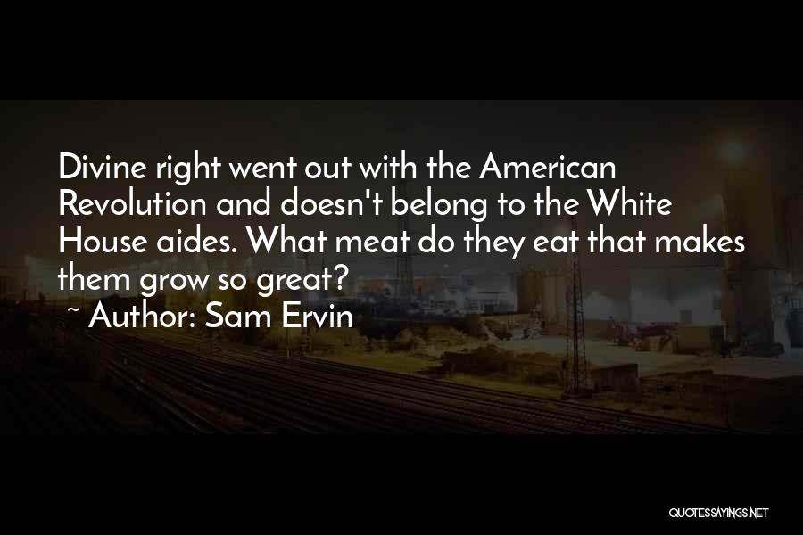 Sam Ervin Quotes: Divine Right Went Out With The American Revolution And Doesn't Belong To The White House Aides. What Meat Do They