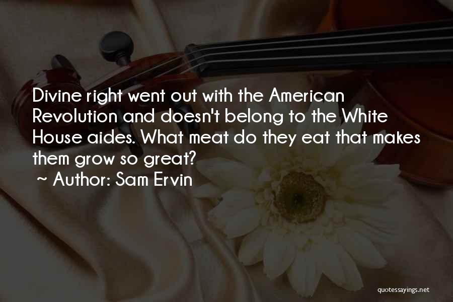 Sam Ervin Quotes: Divine Right Went Out With The American Revolution And Doesn't Belong To The White House Aides. What Meat Do They