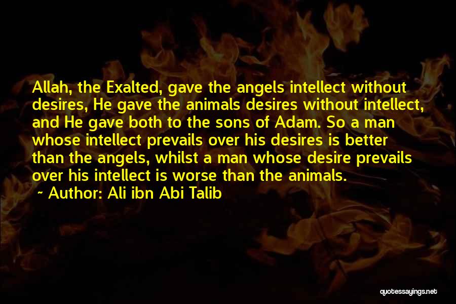 Ali Ibn Abi Talib Quotes: Allah, The Exalted, Gave The Angels Intellect Without Desires, He Gave The Animals Desires Without Intellect, And He Gave Both