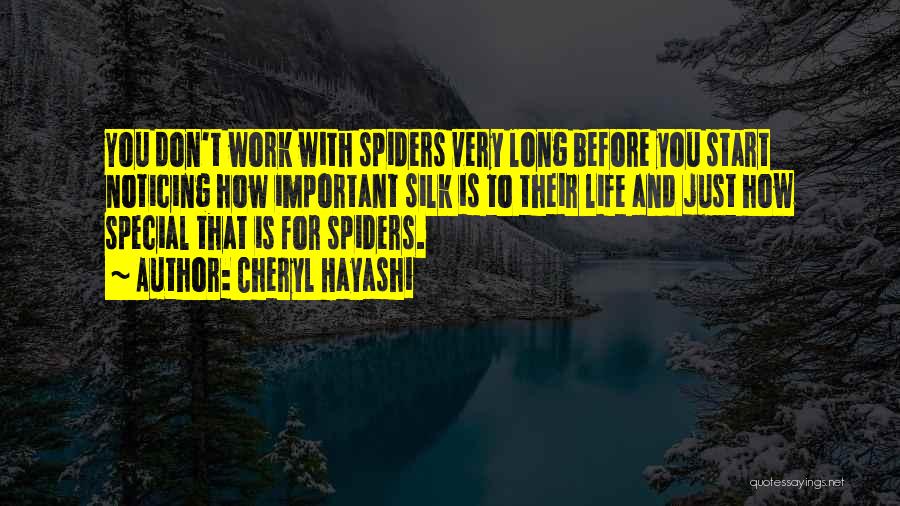 Cheryl Hayashi Quotes: You Don't Work With Spiders Very Long Before You Start Noticing How Important Silk Is To Their Life And Just