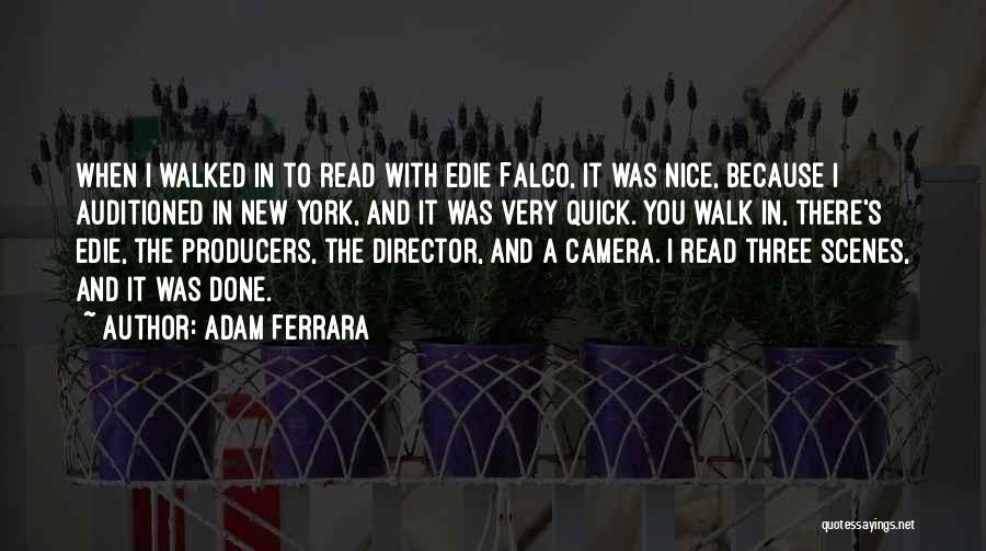 Adam Ferrara Quotes: When I Walked In To Read With Edie Falco, It Was Nice, Because I Auditioned In New York, And It