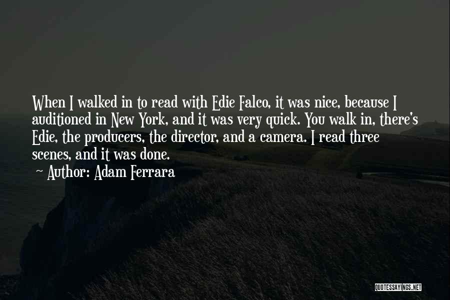 Adam Ferrara Quotes: When I Walked In To Read With Edie Falco, It Was Nice, Because I Auditioned In New York, And It