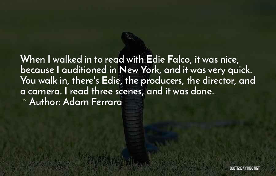 Adam Ferrara Quotes: When I Walked In To Read With Edie Falco, It Was Nice, Because I Auditioned In New York, And It