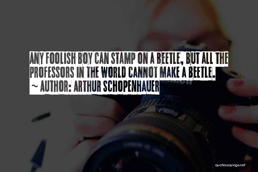 Arthur Schopenhauer Quotes: Any Foolish Boy Can Stamp On A Beetle, But All The Professors In The World Cannot Make A Beetle.
