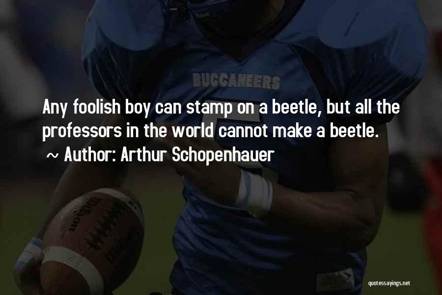 Arthur Schopenhauer Quotes: Any Foolish Boy Can Stamp On A Beetle, But All The Professors In The World Cannot Make A Beetle.