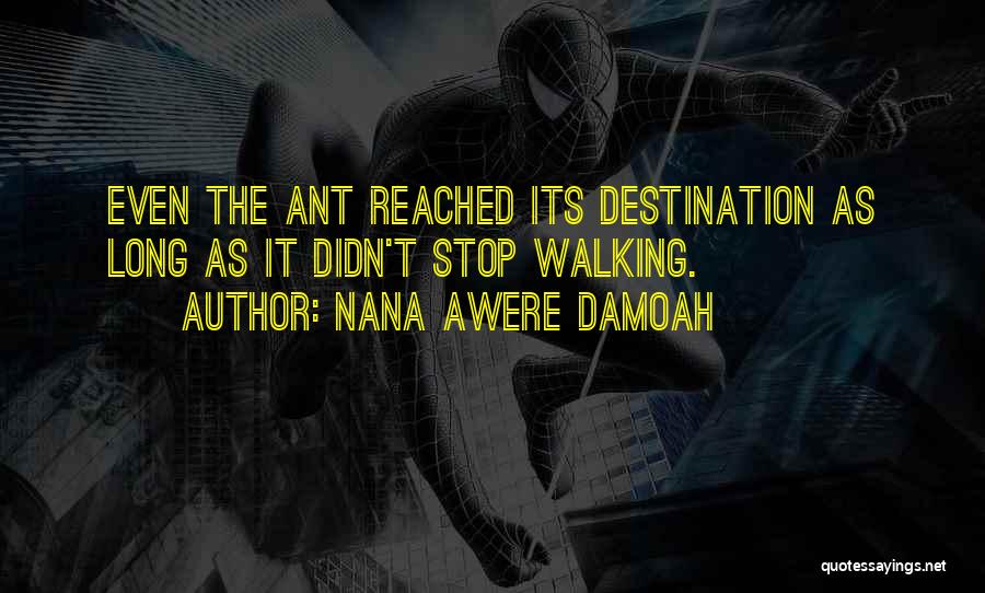 Nana Awere Damoah Quotes: Even The Ant Reached Its Destination As Long As It Didn't Stop Walking.