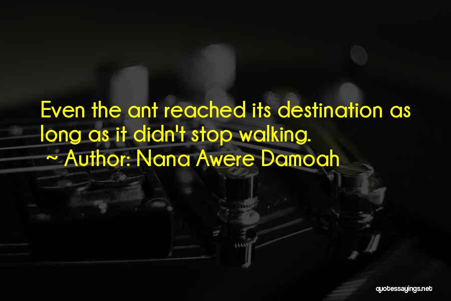 Nana Awere Damoah Quotes: Even The Ant Reached Its Destination As Long As It Didn't Stop Walking.