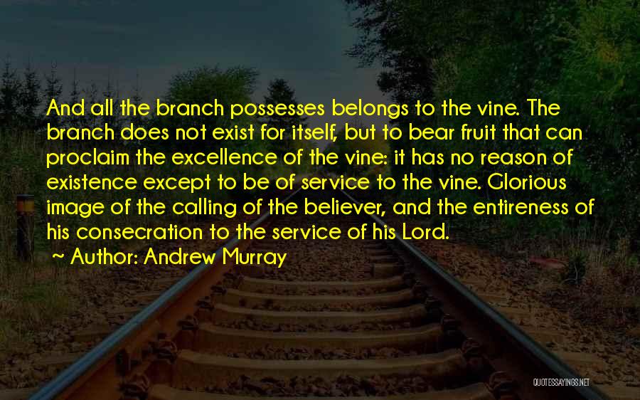 Andrew Murray Quotes: And All The Branch Possesses Belongs To The Vine. The Branch Does Not Exist For Itself, But To Bear Fruit