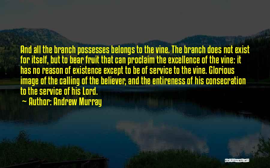 Andrew Murray Quotes: And All The Branch Possesses Belongs To The Vine. The Branch Does Not Exist For Itself, But To Bear Fruit