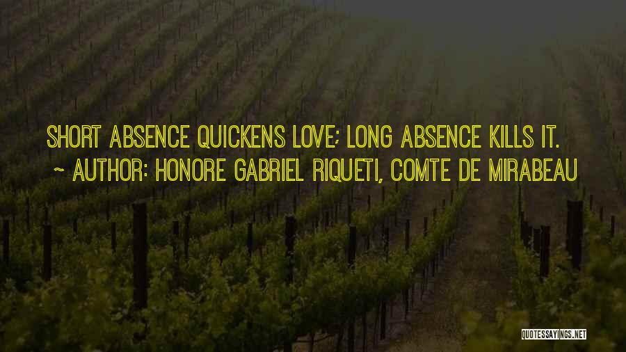 Honore Gabriel Riqueti, Comte De Mirabeau Quotes: Short Absence Quickens Love; Long Absence Kills It.