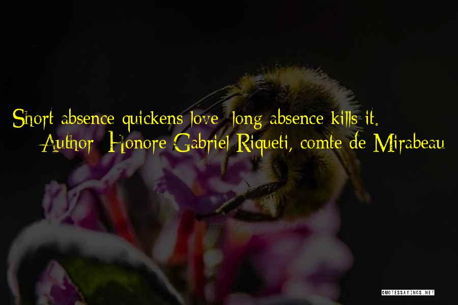 Honore Gabriel Riqueti, Comte De Mirabeau Quotes: Short Absence Quickens Love; Long Absence Kills It.