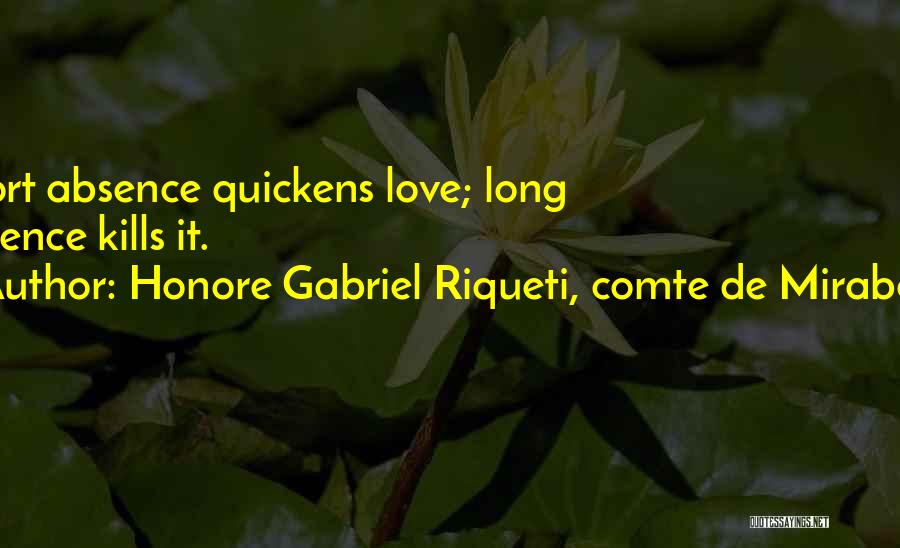 Honore Gabriel Riqueti, Comte De Mirabeau Quotes: Short Absence Quickens Love; Long Absence Kills It.