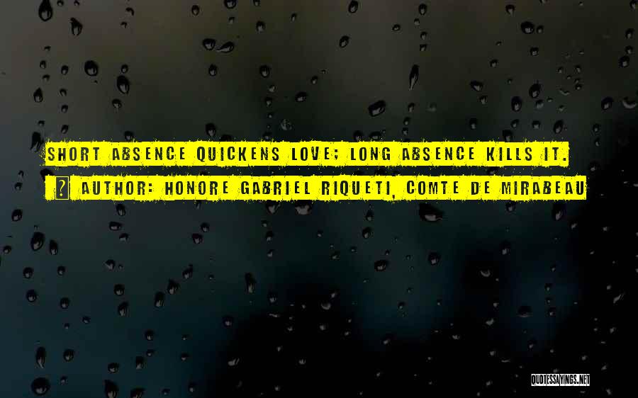 Honore Gabriel Riqueti, Comte De Mirabeau Quotes: Short Absence Quickens Love; Long Absence Kills It.