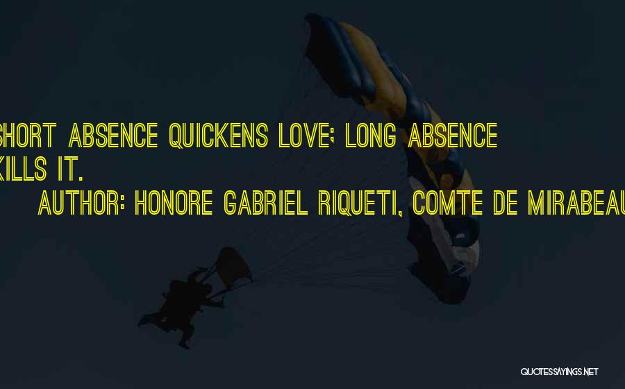 Honore Gabriel Riqueti, Comte De Mirabeau Quotes: Short Absence Quickens Love; Long Absence Kills It.