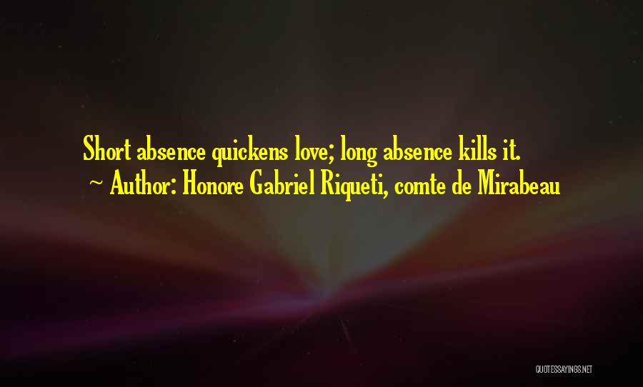 Honore Gabriel Riqueti, Comte De Mirabeau Quotes: Short Absence Quickens Love; Long Absence Kills It.