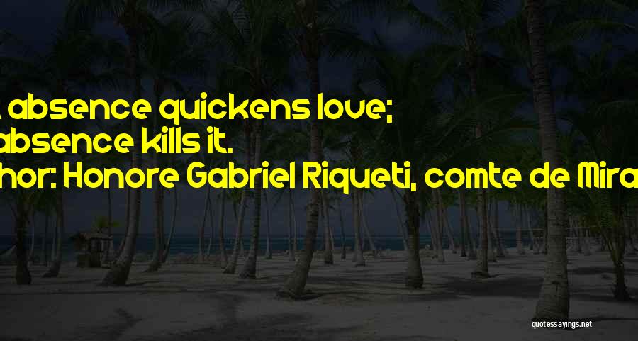 Honore Gabriel Riqueti, Comte De Mirabeau Quotes: Short Absence Quickens Love; Long Absence Kills It.