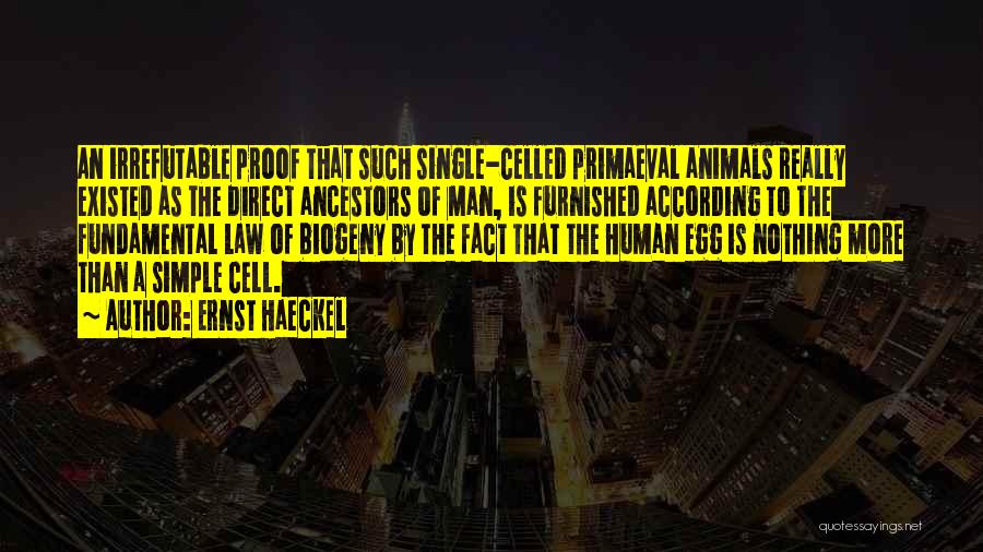 Ernst Haeckel Quotes: An Irrefutable Proof That Such Single-celled Primaeval Animals Really Existed As The Direct Ancestors Of Man, Is Furnished According To