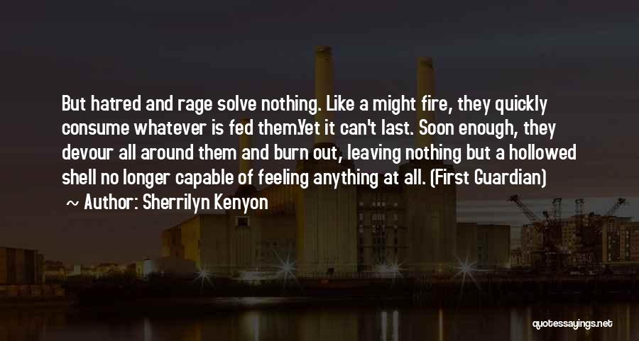 Sherrilyn Kenyon Quotes: But Hatred And Rage Solve Nothing. Like A Might Fire, They Quickly Consume Whatever Is Fed Them.yet It Can't Last.