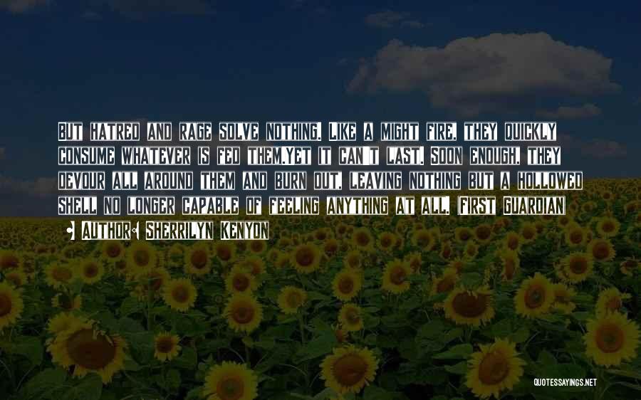 Sherrilyn Kenyon Quotes: But Hatred And Rage Solve Nothing. Like A Might Fire, They Quickly Consume Whatever Is Fed Them.yet It Can't Last.