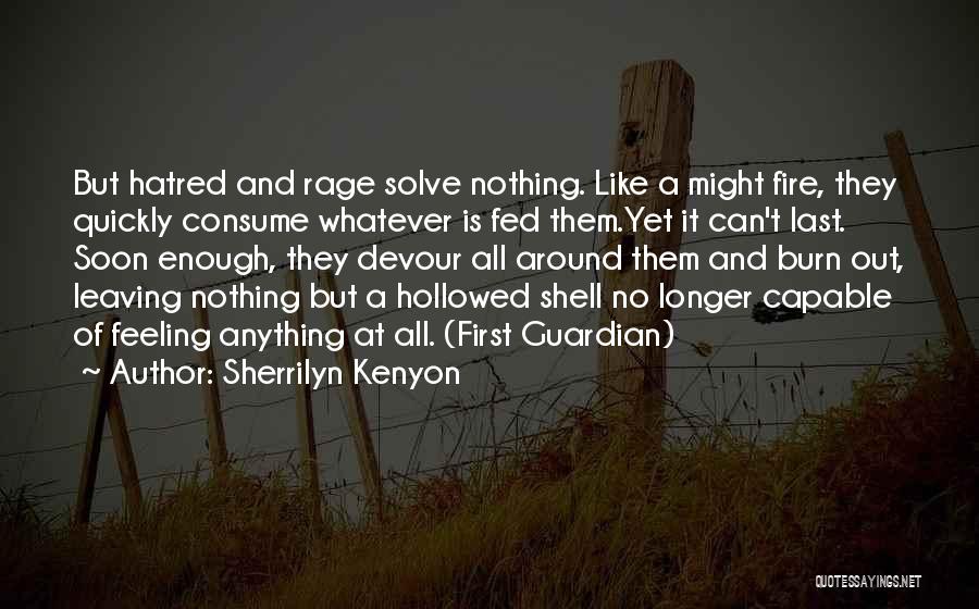 Sherrilyn Kenyon Quotes: But Hatred And Rage Solve Nothing. Like A Might Fire, They Quickly Consume Whatever Is Fed Them.yet It Can't Last.