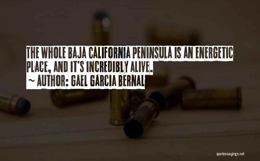 Gael Garcia Bernal Quotes: The Whole Baja California Peninsula Is An Energetic Place, And It's Incredibly Alive.