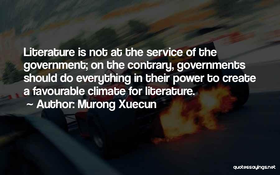 Murong Xuecun Quotes: Literature Is Not At The Service Of The Government; On The Contrary, Governments Should Do Everything In Their Power To
