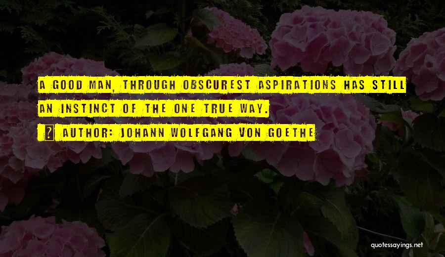 Johann Wolfgang Von Goethe Quotes: A Good Man, Through Obscurest Aspirations Has Still An Instinct Of The One True Way.