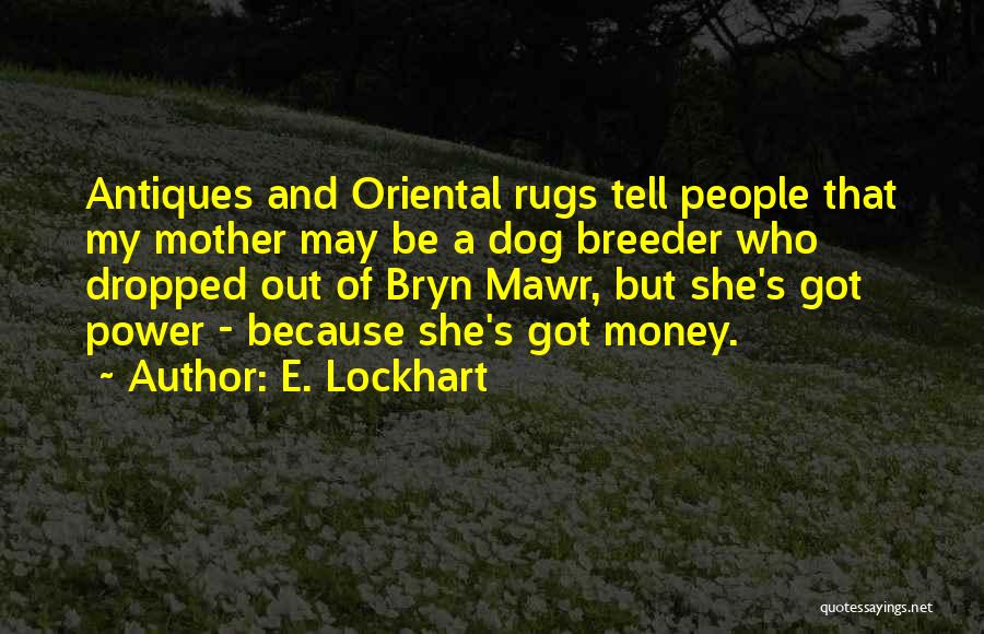 E. Lockhart Quotes: Antiques And Oriental Rugs Tell People That My Mother May Be A Dog Breeder Who Dropped Out Of Bryn Mawr,