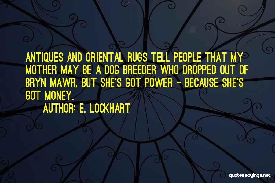 E. Lockhart Quotes: Antiques And Oriental Rugs Tell People That My Mother May Be A Dog Breeder Who Dropped Out Of Bryn Mawr,