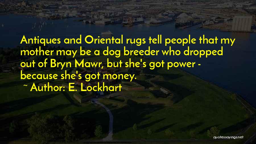 E. Lockhart Quotes: Antiques And Oriental Rugs Tell People That My Mother May Be A Dog Breeder Who Dropped Out Of Bryn Mawr,