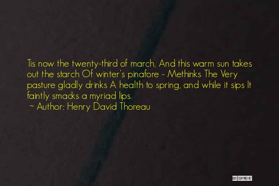 Henry David Thoreau Quotes: Tis Now The Twenty-third Of March, And This Warm Sun Takes Out The Starch Of Winter's Pinafore - Methinks The