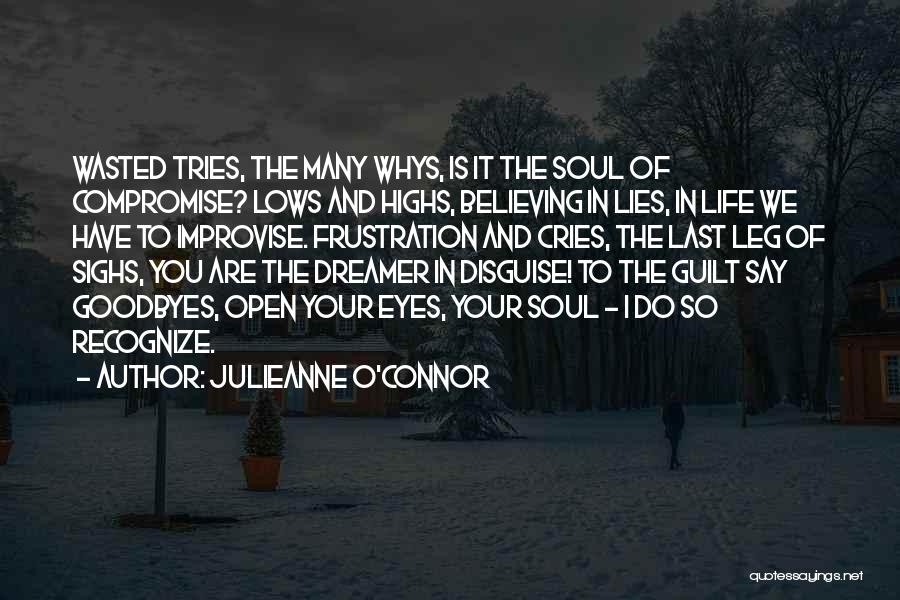 Julieanne O'Connor Quotes: Wasted Tries, The Many Whys, Is It The Soul Of Compromise? Lows And Highs, Believing In Lies, In Life We