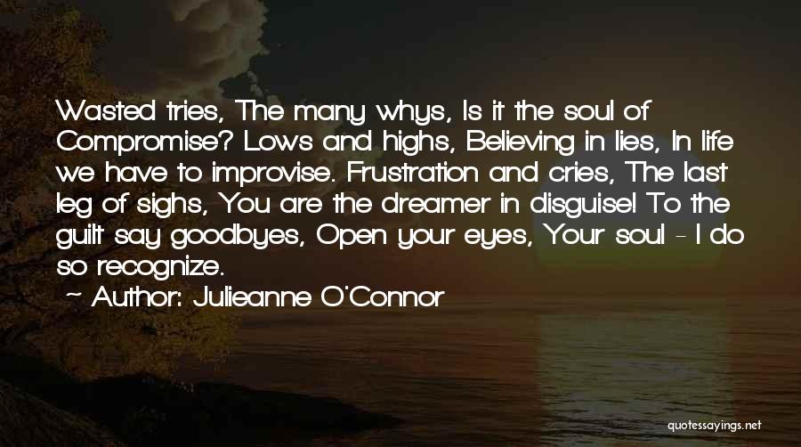 Julieanne O'Connor Quotes: Wasted Tries, The Many Whys, Is It The Soul Of Compromise? Lows And Highs, Believing In Lies, In Life We
