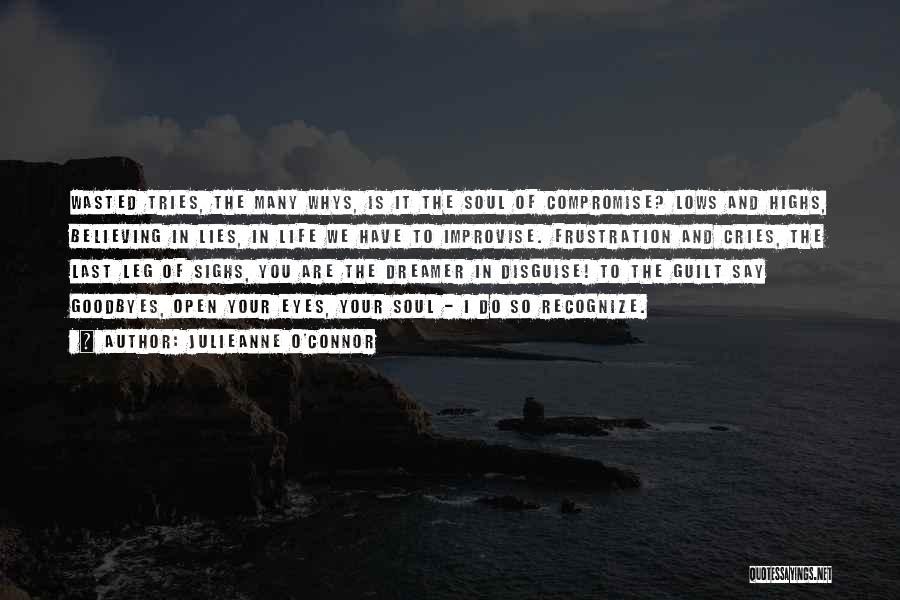 Julieanne O'Connor Quotes: Wasted Tries, The Many Whys, Is It The Soul Of Compromise? Lows And Highs, Believing In Lies, In Life We