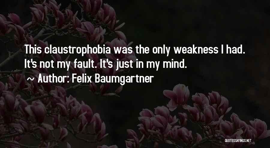 Felix Baumgartner Quotes: This Claustrophobia Was The Only Weakness I Had. It's Not My Fault. It's Just In My Mind.