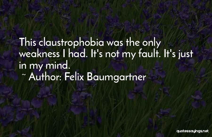 Felix Baumgartner Quotes: This Claustrophobia Was The Only Weakness I Had. It's Not My Fault. It's Just In My Mind.