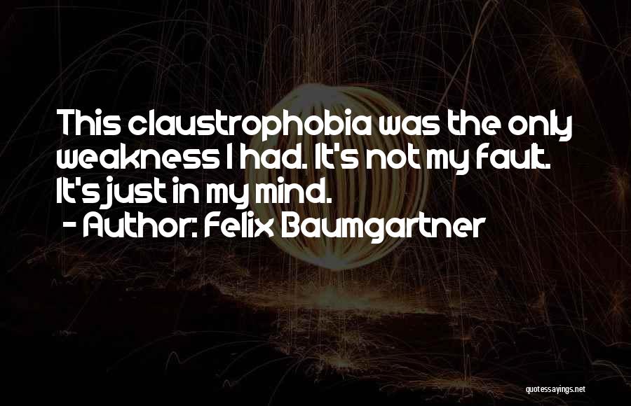 Felix Baumgartner Quotes: This Claustrophobia Was The Only Weakness I Had. It's Not My Fault. It's Just In My Mind.