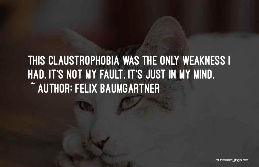 Felix Baumgartner Quotes: This Claustrophobia Was The Only Weakness I Had. It's Not My Fault. It's Just In My Mind.