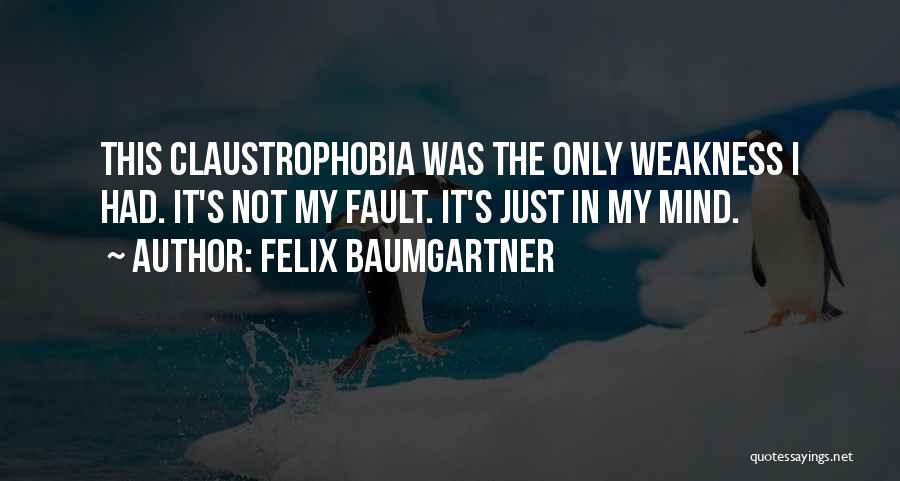Felix Baumgartner Quotes: This Claustrophobia Was The Only Weakness I Had. It's Not My Fault. It's Just In My Mind.
