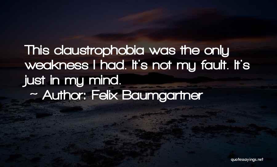 Felix Baumgartner Quotes: This Claustrophobia Was The Only Weakness I Had. It's Not My Fault. It's Just In My Mind.