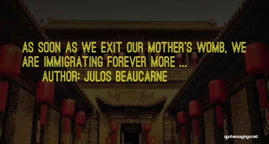 Julos Beaucarne Quotes: As Soon As We Exit Our Mother's Womb, We Are Immigrating Forever More ...