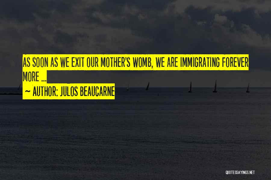 Julos Beaucarne Quotes: As Soon As We Exit Our Mother's Womb, We Are Immigrating Forever More ...