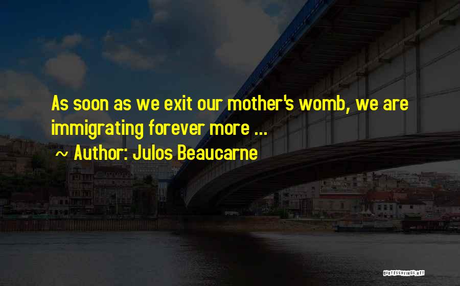 Julos Beaucarne Quotes: As Soon As We Exit Our Mother's Womb, We Are Immigrating Forever More ...