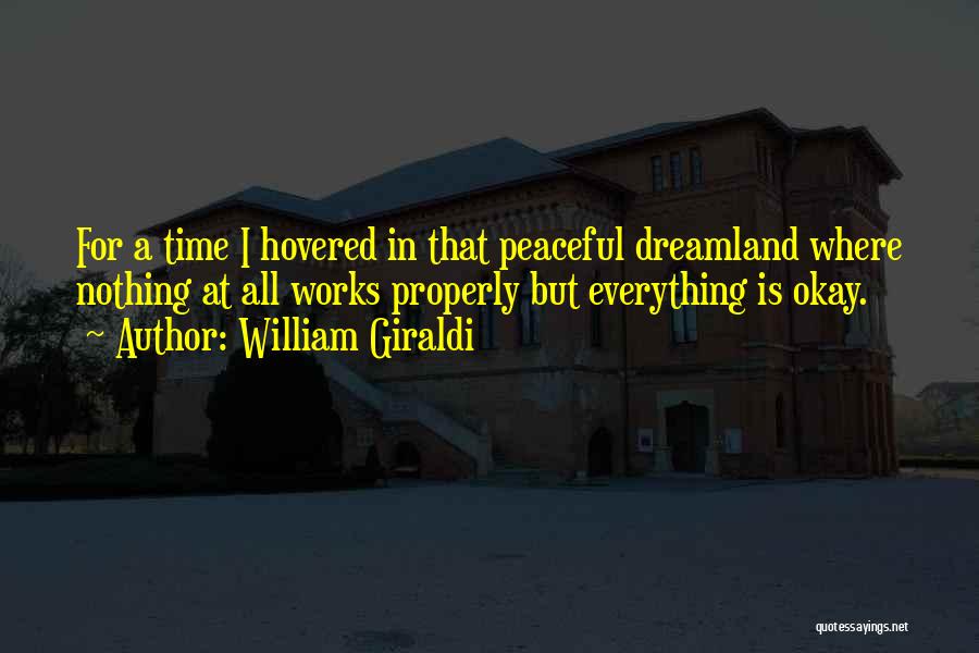 William Giraldi Quotes: For A Time I Hovered In That Peaceful Dreamland Where Nothing At All Works Properly But Everything Is Okay.